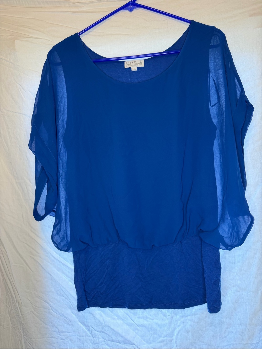 Joseph Women's Royal Blue Sheer Dolman Blouse